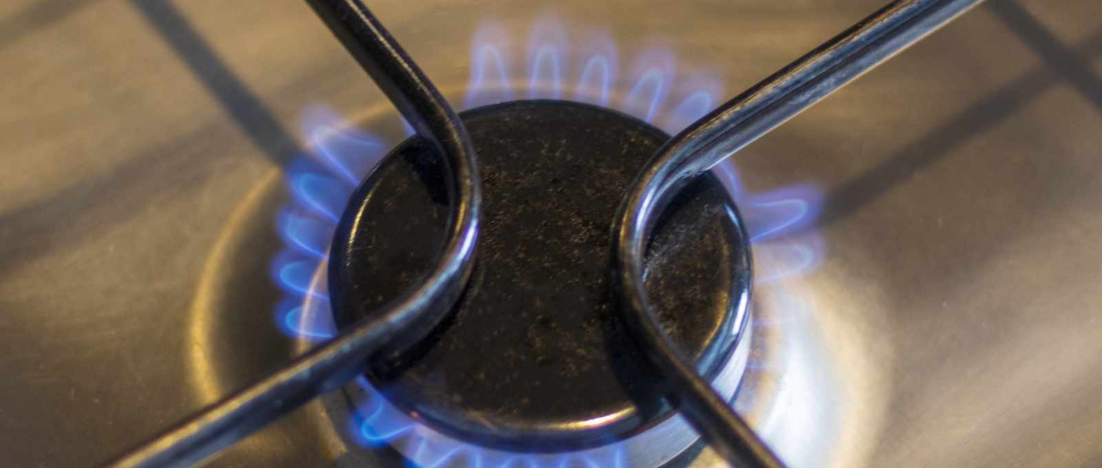 Close up shot of the gas burner - gas cooker